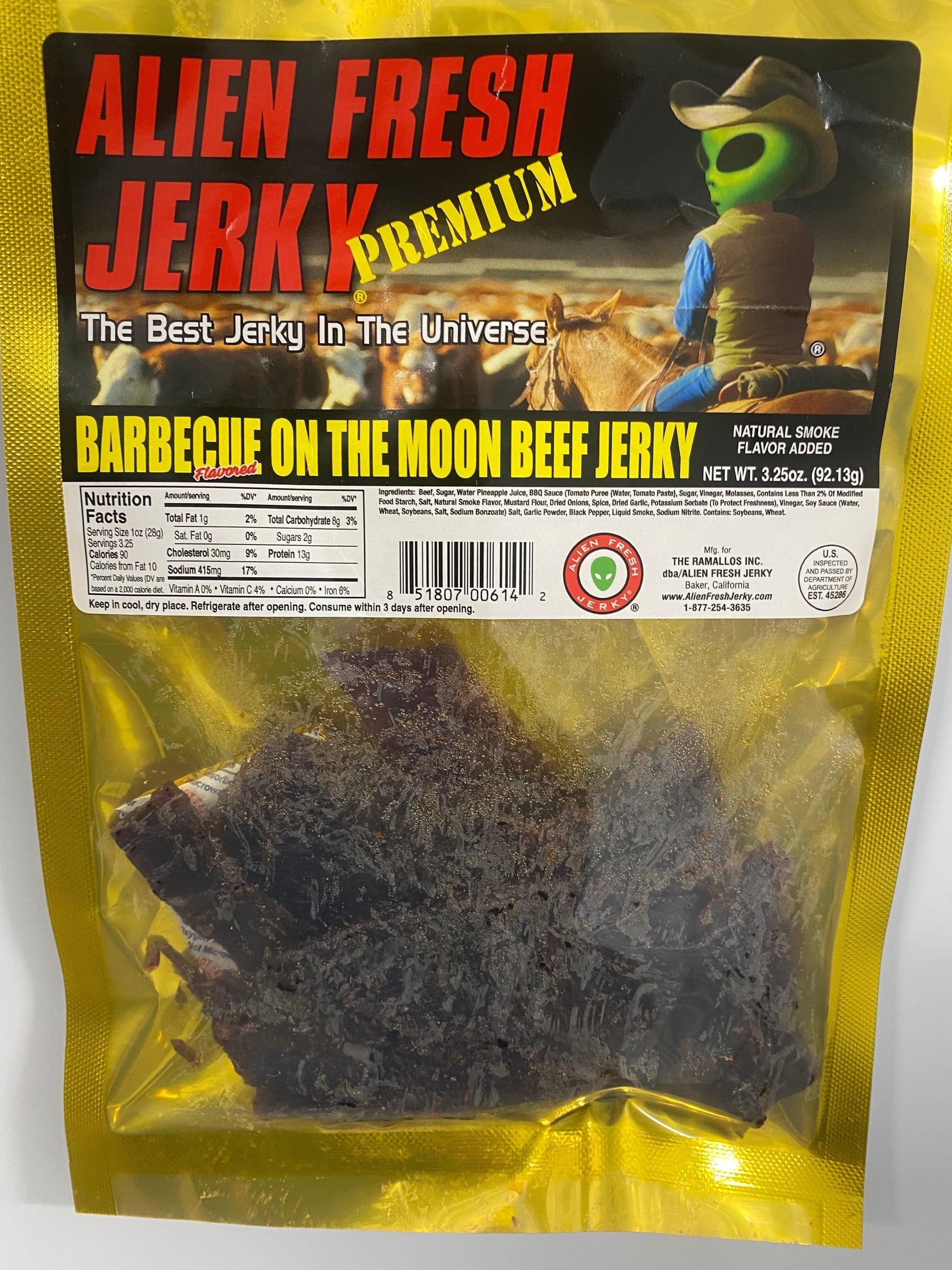 BBQ on the Moon Beef Jerky 3.25 oz. Bag | Alien Fresh Jerky