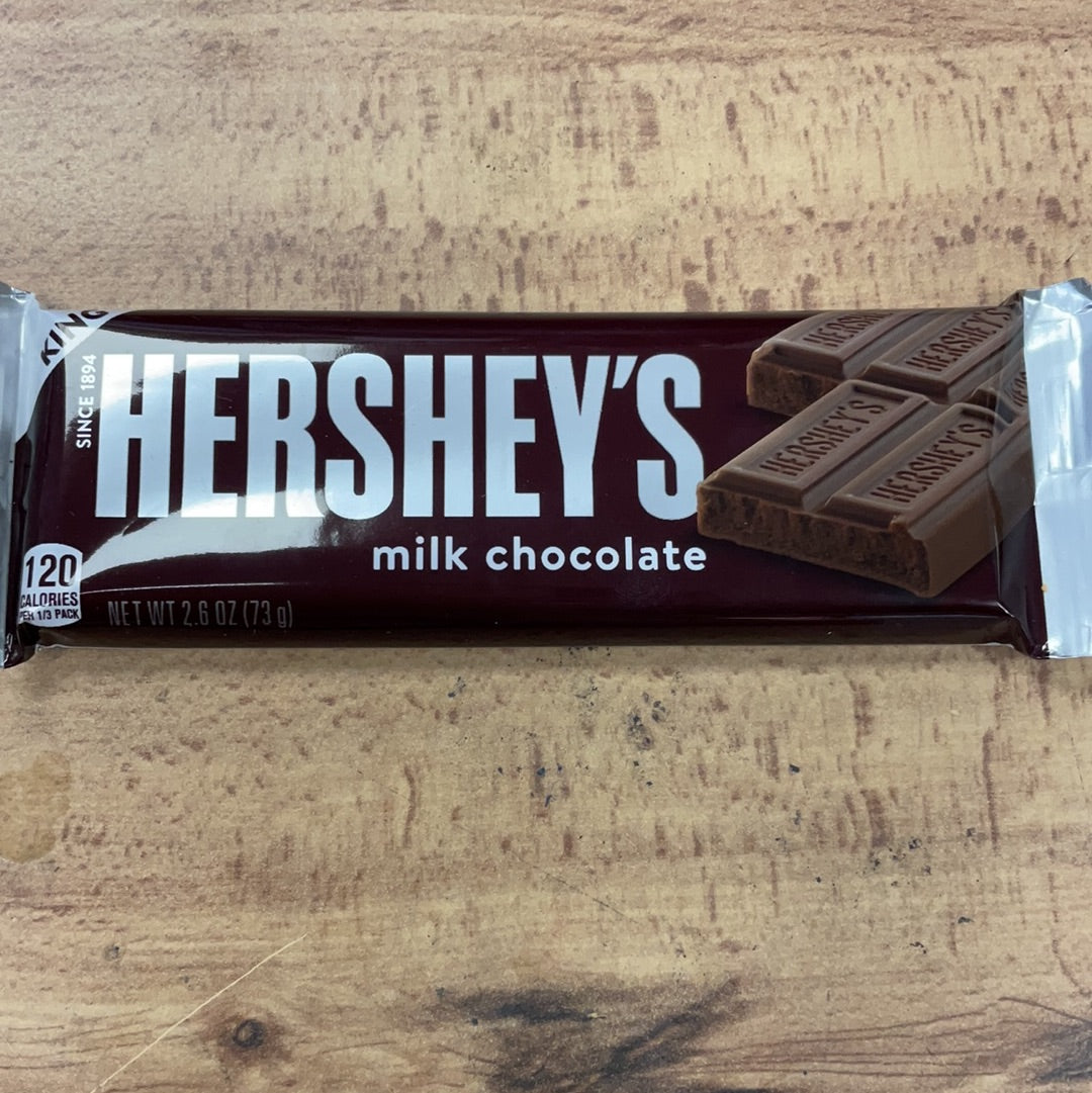 Hersheys milk chocolate king size 2.6 oz