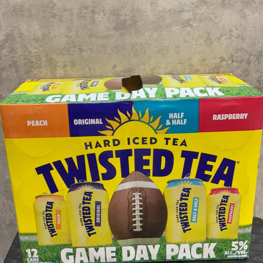 Twisted tea game day 12 pack  12 Fl Oz(Peach, Original, half and half ,Raspberry)