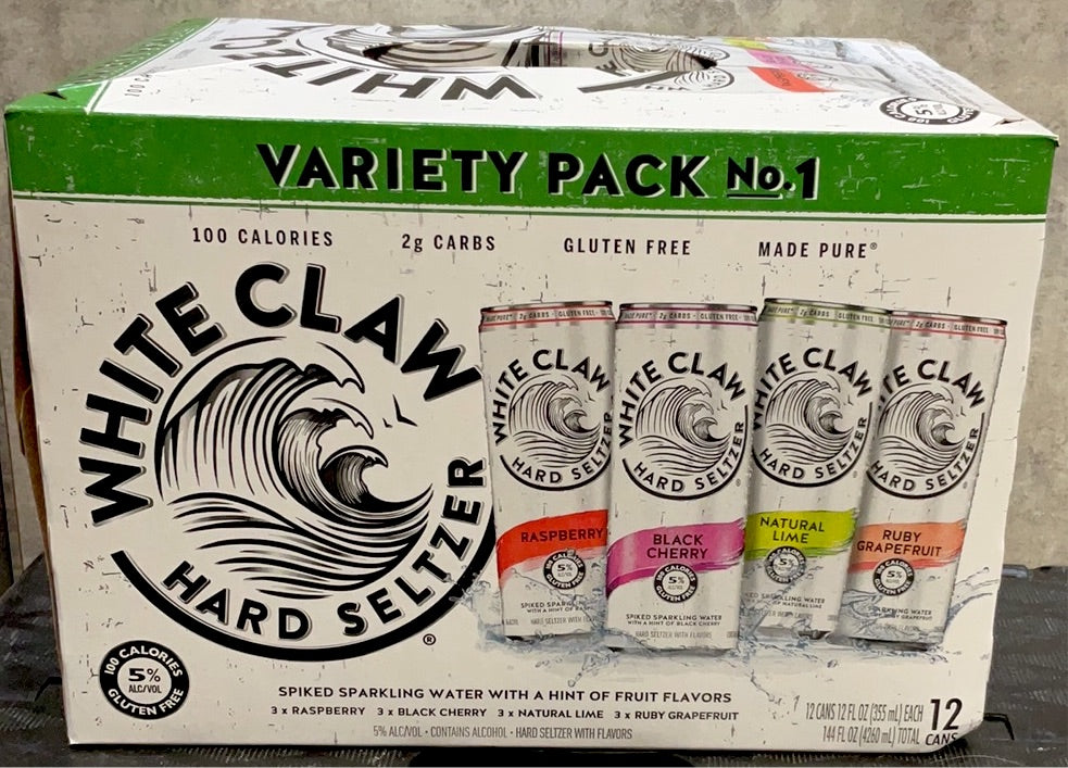 White claw hard seltzer #1 12 fl oz cans ( Raspberry, Black cherry, Ruby Grapefruit, Natural Lime) 5% ALC/VOL