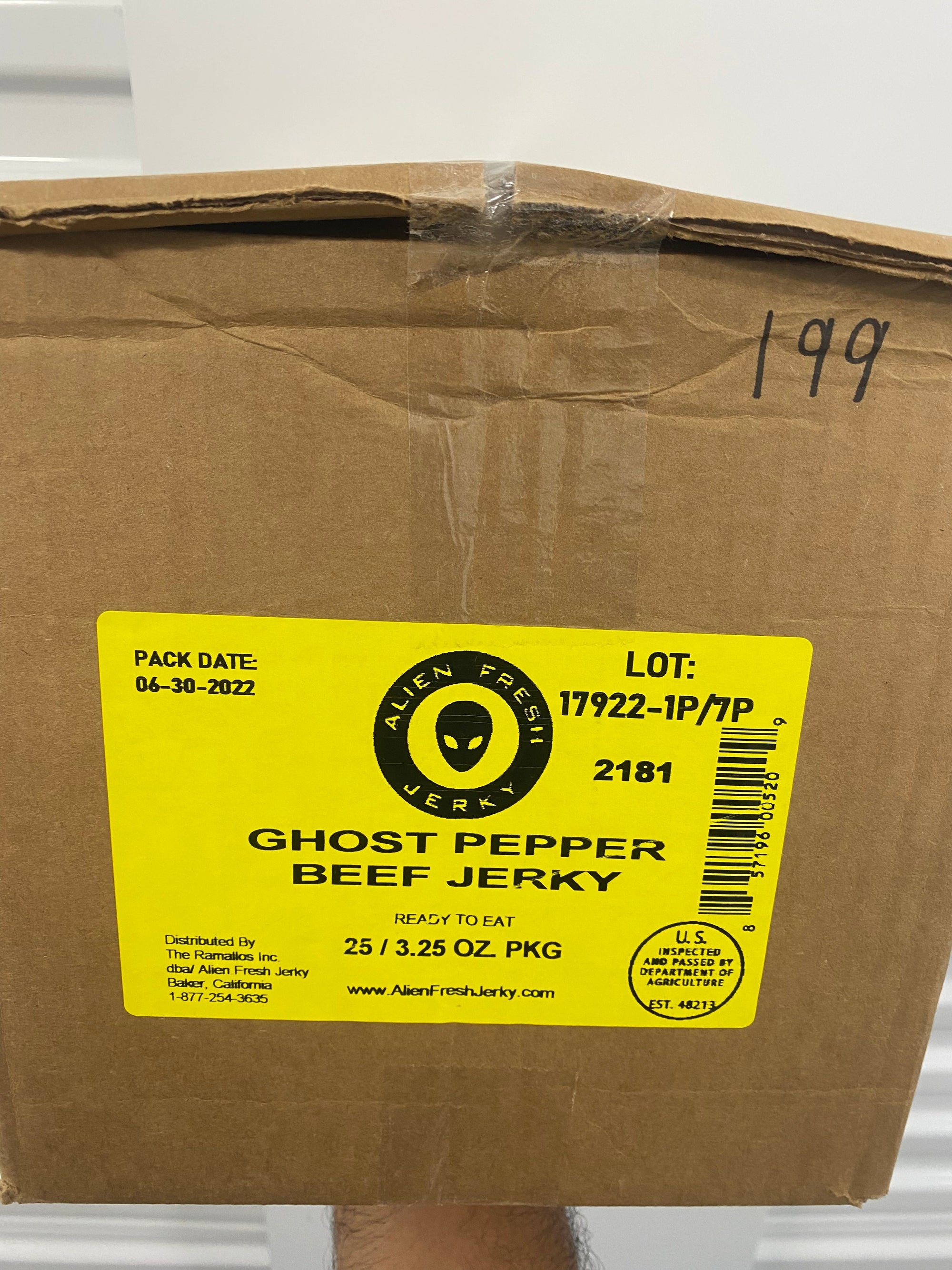 Texas Style Ghost Pepper Beef Jerky 3.25 oz. Bag | Alien Fresh Jerky